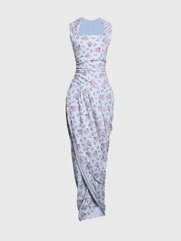Sky Garden Waist Dress - Powder Blue