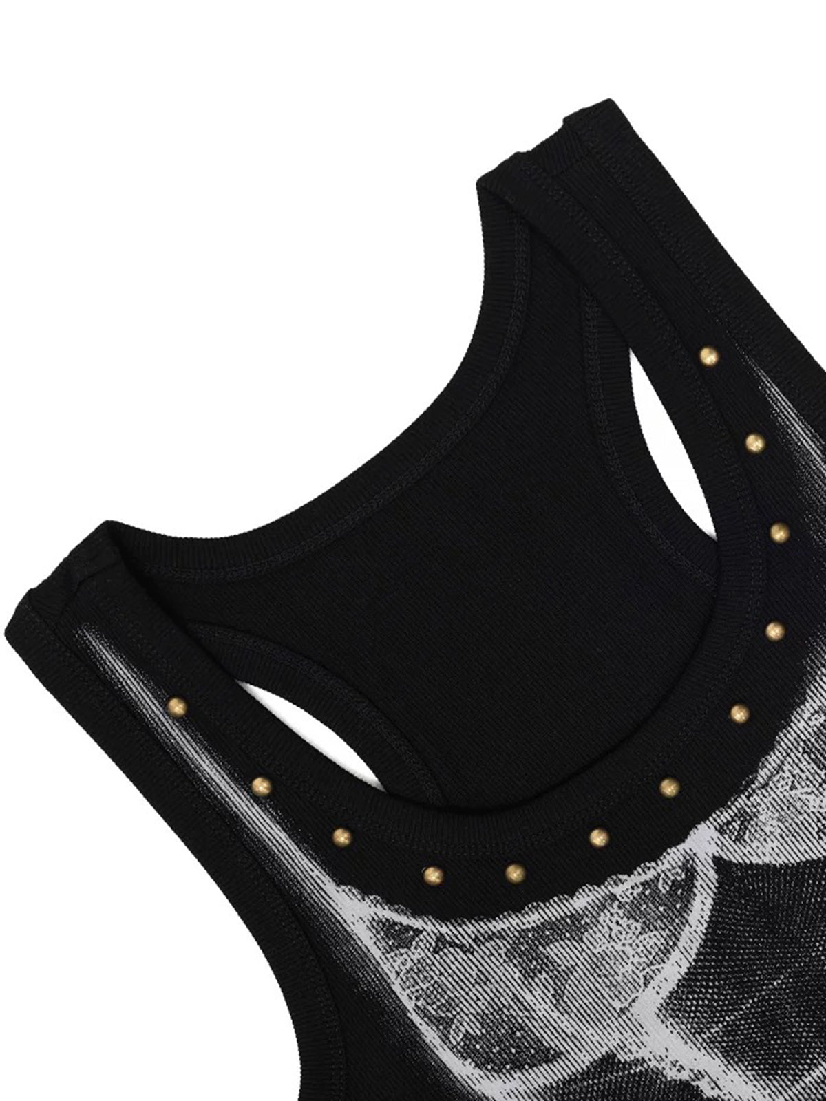 Brick Lane Skimming-fit Graphic Print Vest Top - Black