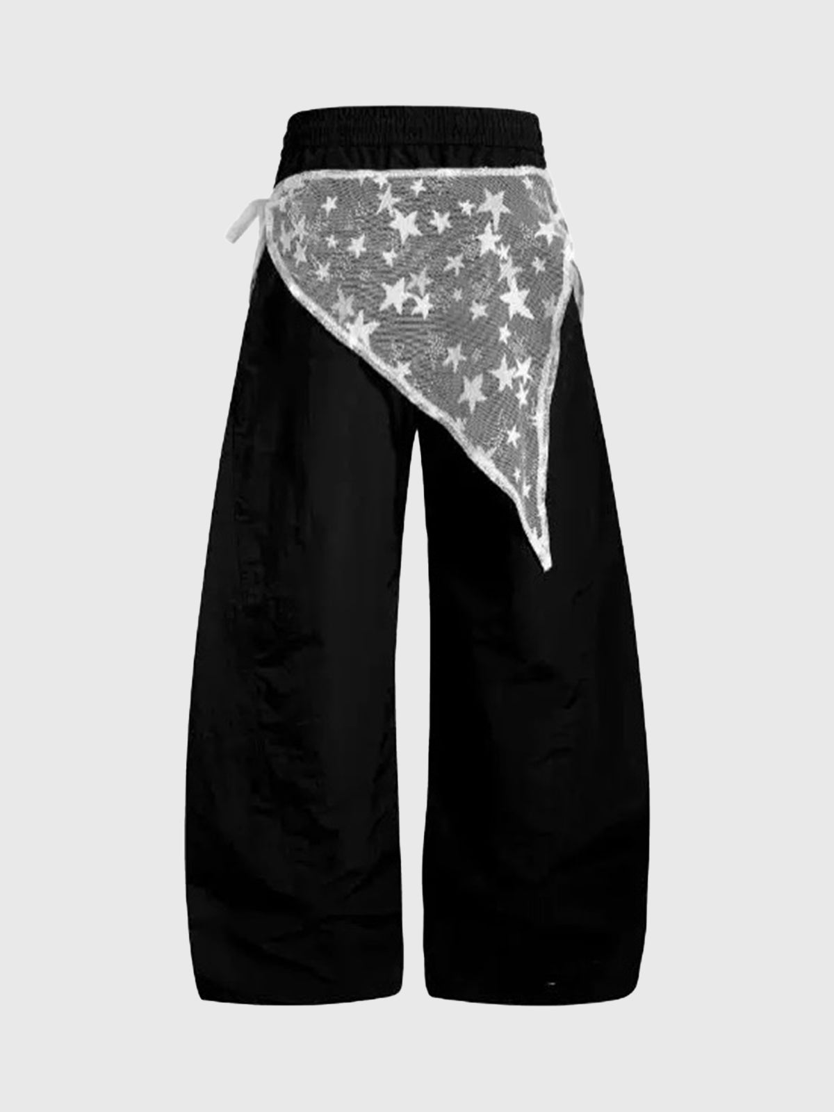 Shadow Lace Patch Barrel Pants - Coal Black
