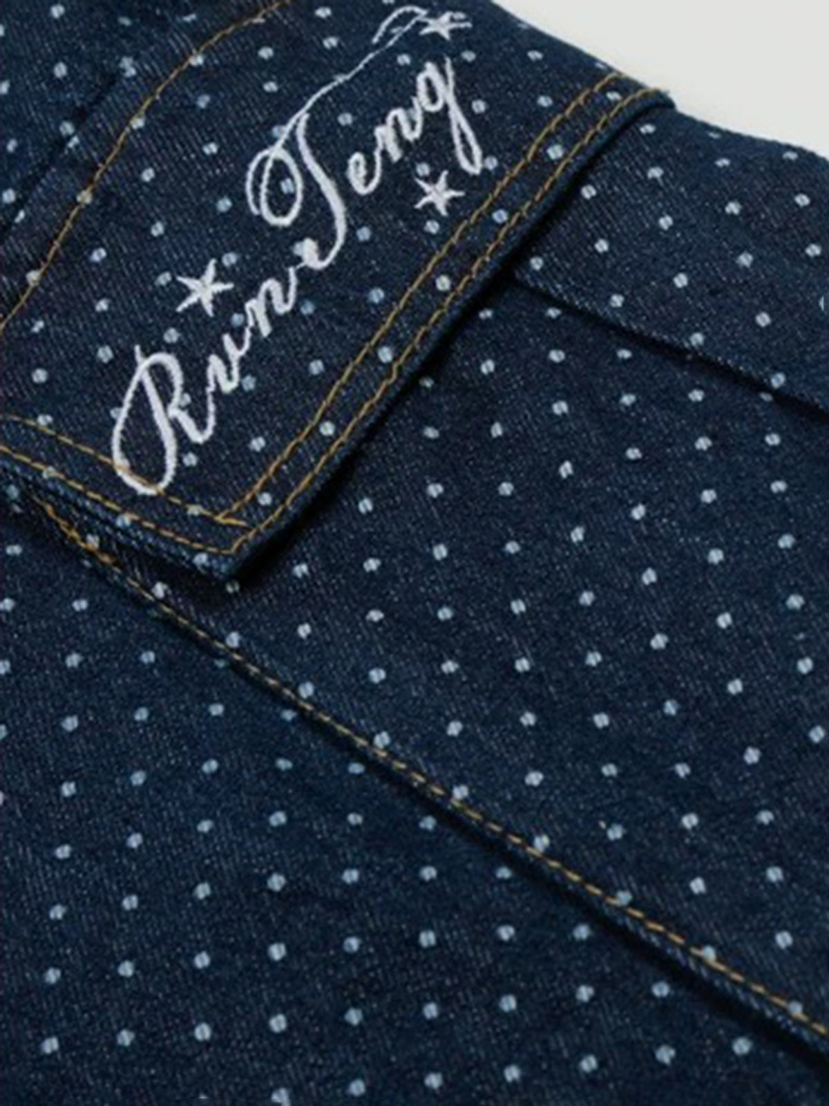 Confetti Dot Barrel Denim Shorts - Indigo Blue