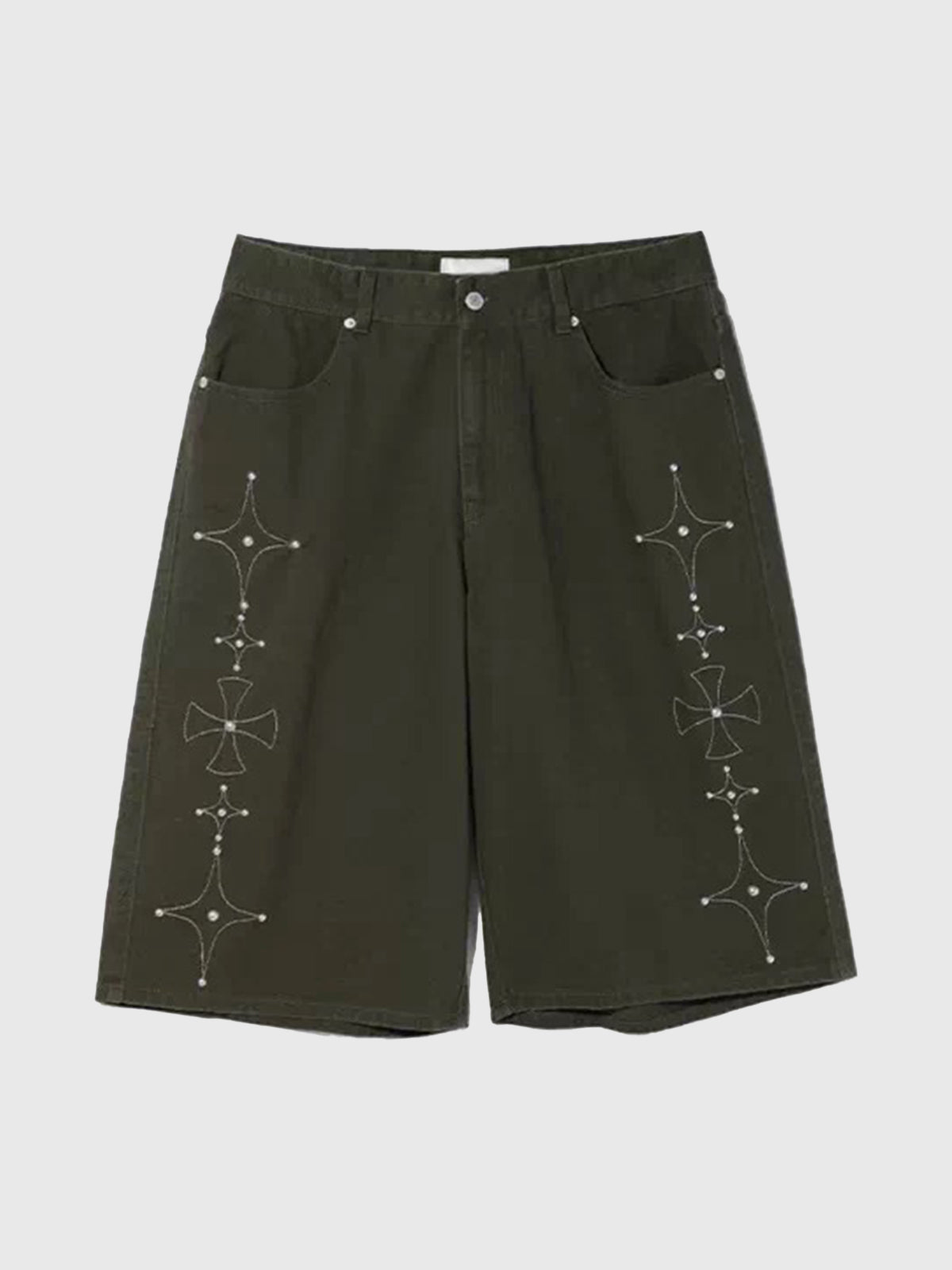 Field Stitch Straight Midi Pants - Olive Green