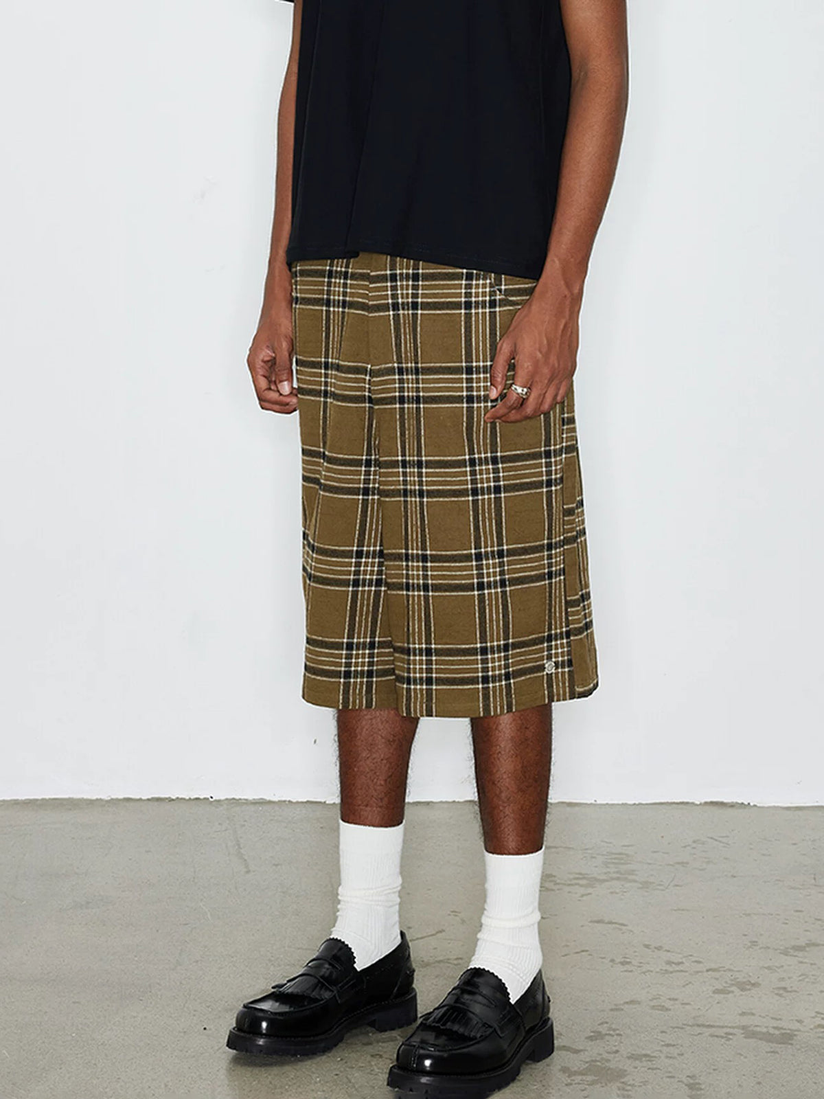 Puzzle Print Straight Shorts - Bronze Mix