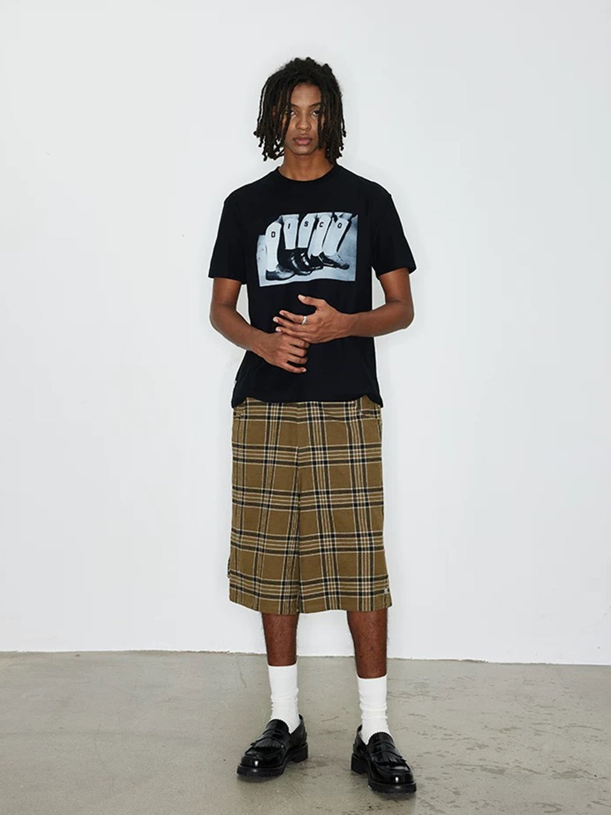 Puzzle Print Straight Shorts - Bronze Mix