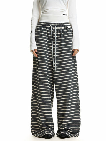 Zebra Wave Straight Midi Pants - Ink White