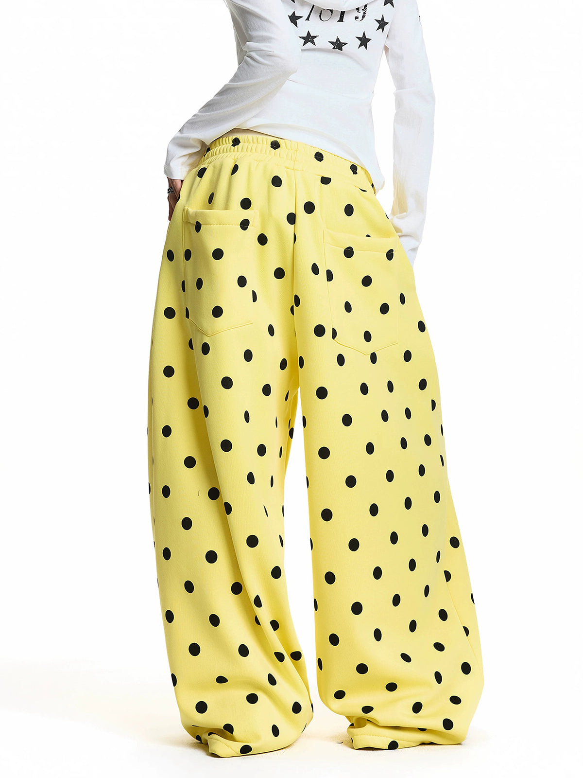 Confetti Dot Barrel Pants - Lemon Yellow