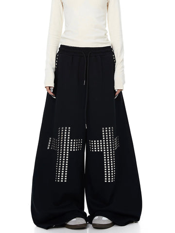 Diamond Cross Barrel Pants - Coal Black