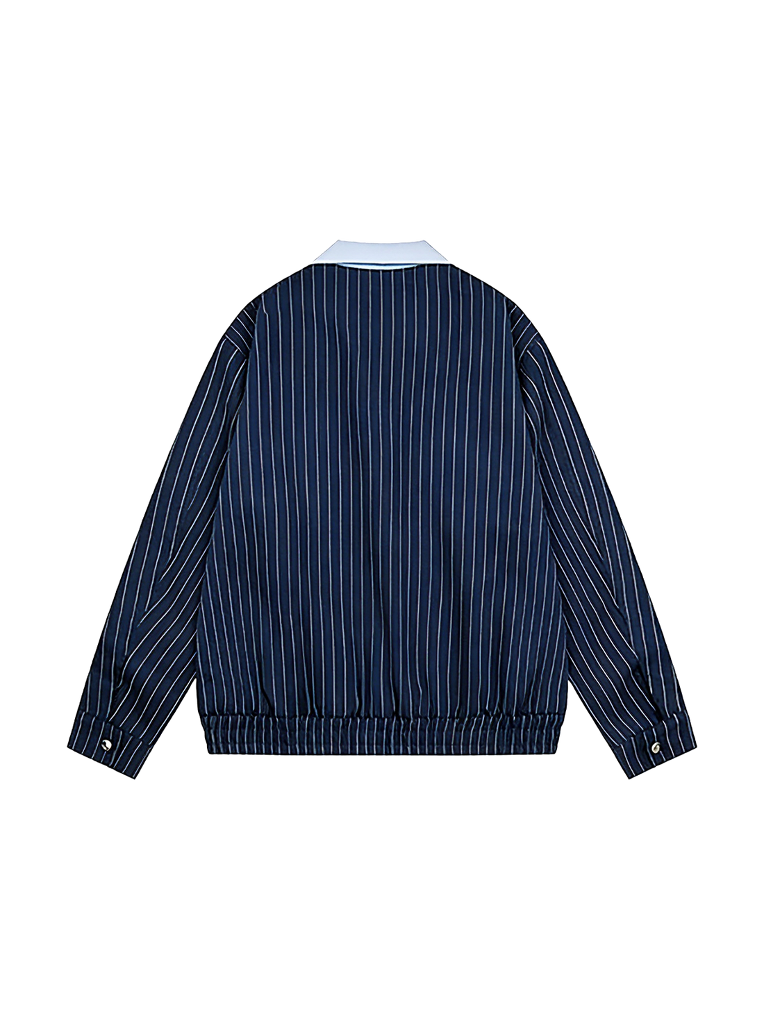 Tidal Stripe Jersey Bomber Jacket - Navy Blue