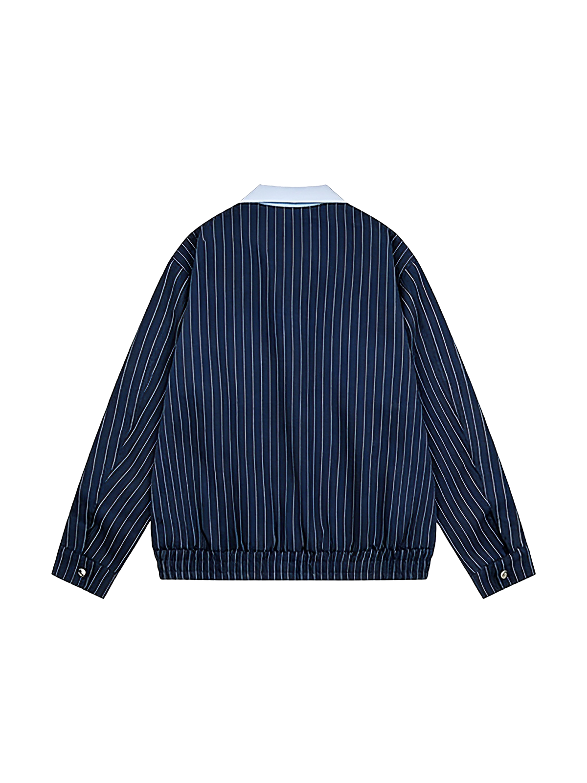 Tidal Stripe Jersey Bomber Jacket - Navy Blue