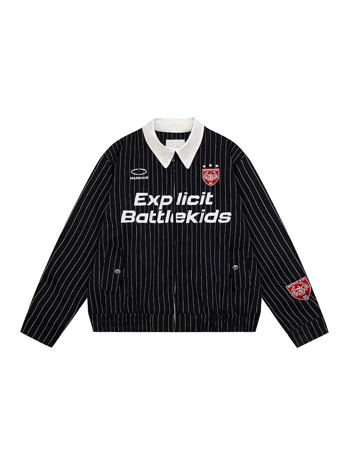 Tidal Stripe Jersey Bomber Jacket - Jet Black