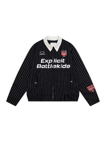 Tidal Stripe Jersey Bomber Jacket - Jet Black