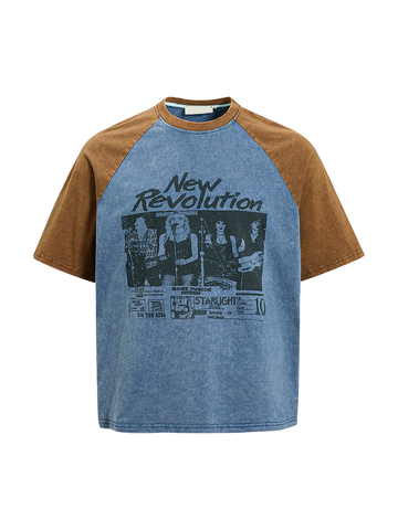 Workshop Print Raglan Tee - Dust Blue