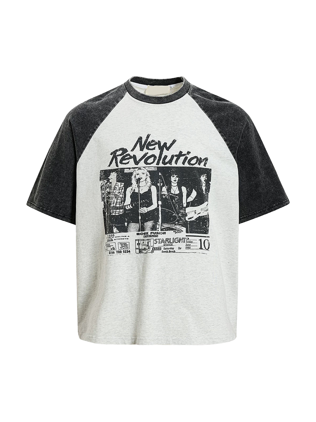Mono Raglan Graphic Tee - Black White