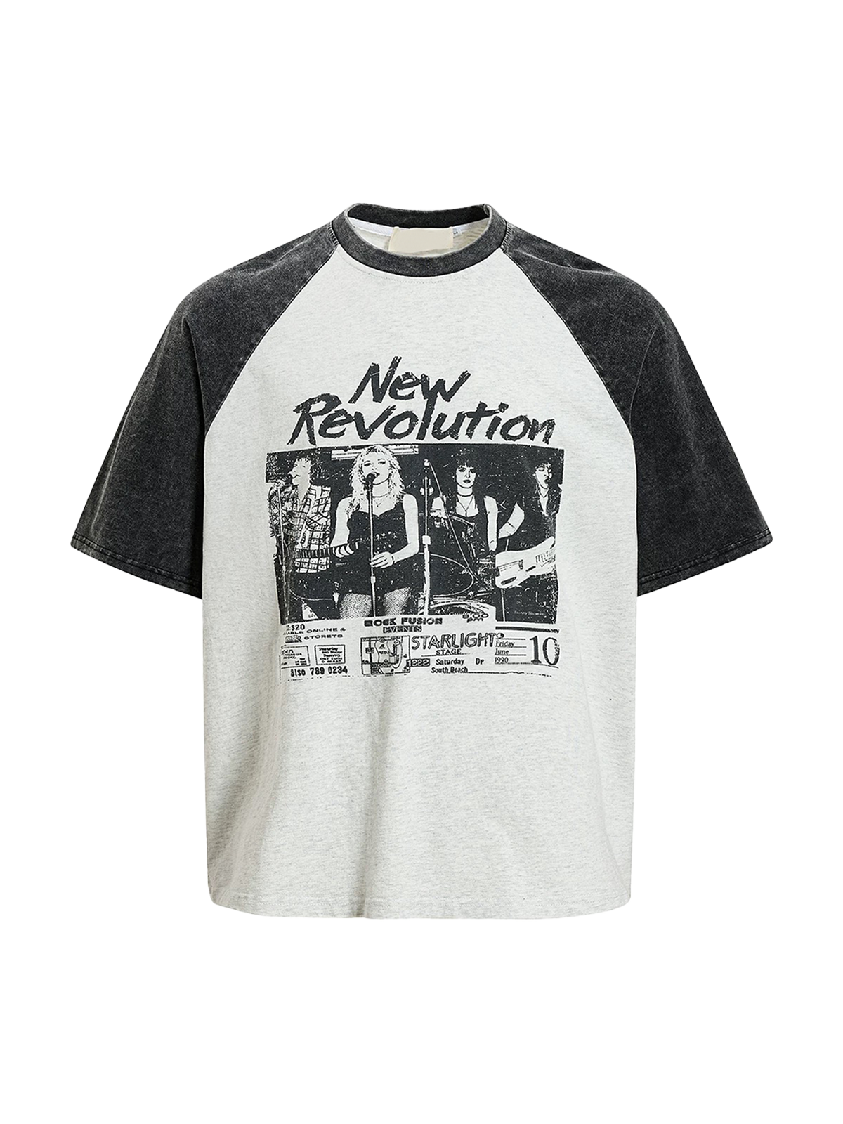 Mono Raglan Graphic Tee - Black White