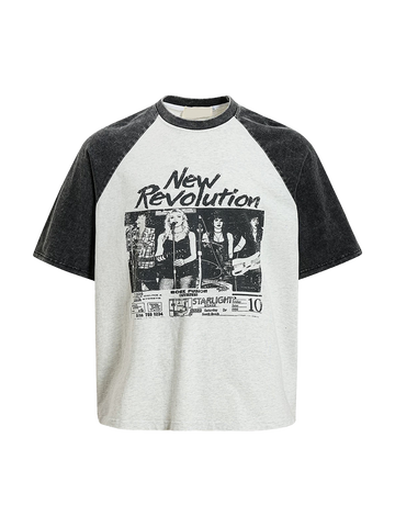Mono Raglan Graphic Tee - Black White