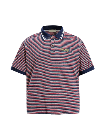 Retro Club Stripe Polo Tee - Berry Red