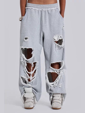 Cut Story Straight Pants - Light Grey
