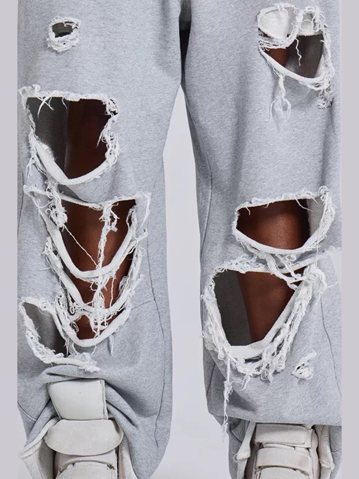 Cut Story Straight Pants - Light Grey