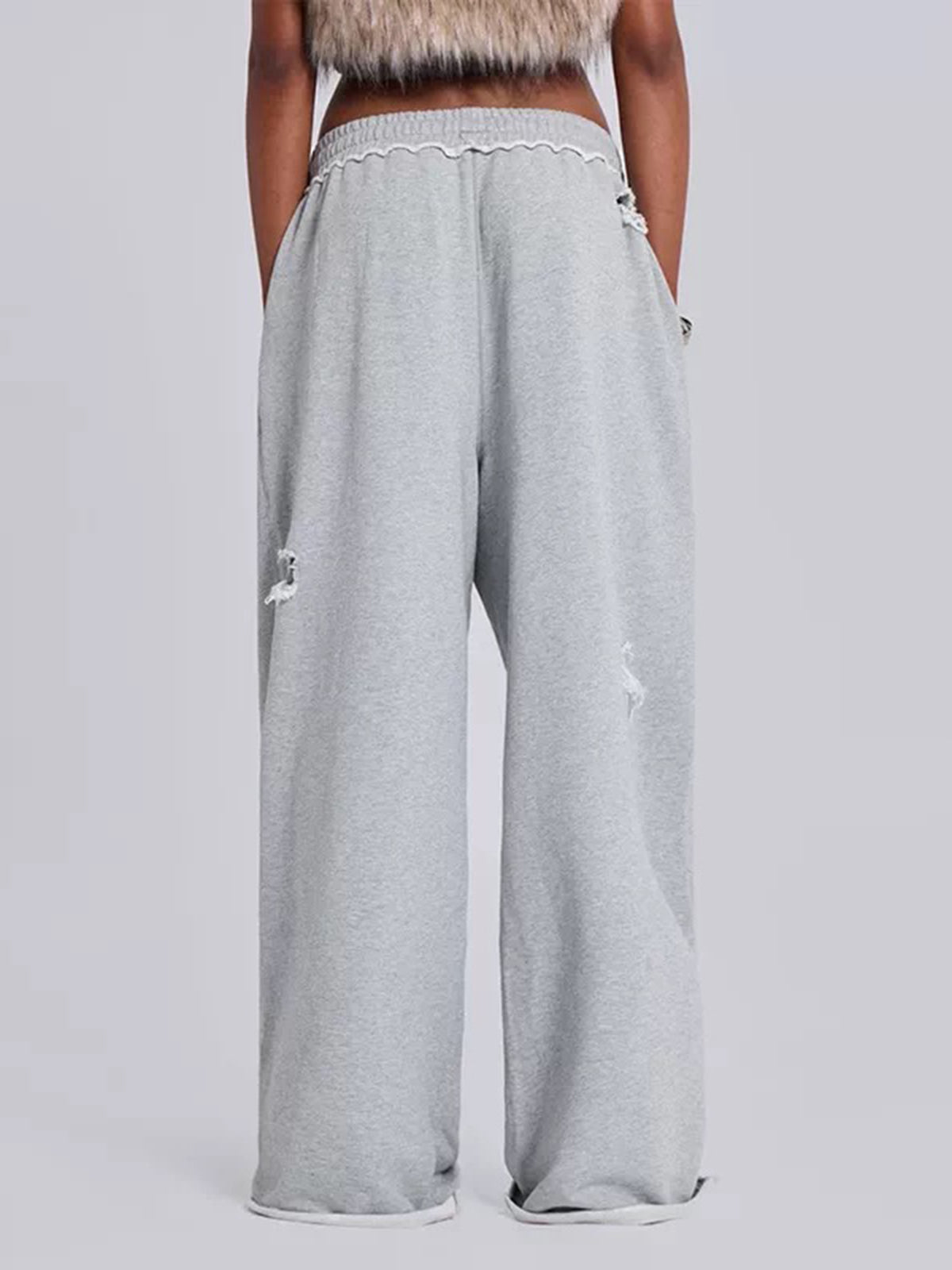 Cut Story Straight Pants - Light Grey