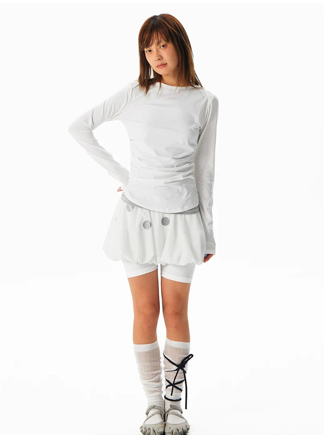 Confetti Dot Tennis Skort - Ivory White