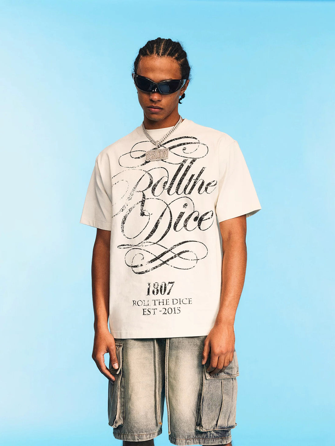 Co-ed Dorm Baggy Roll the Dice Graphic Tee - White