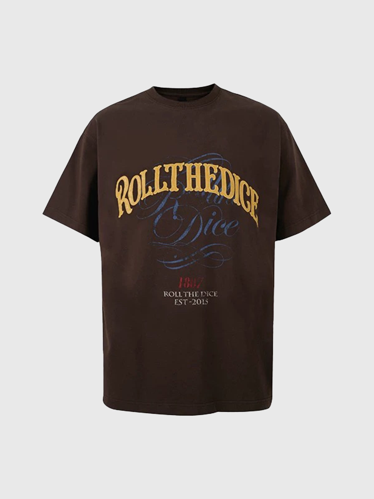 Co-ed Dorm Baggy Roll the Dice Graphic Tee - Brown