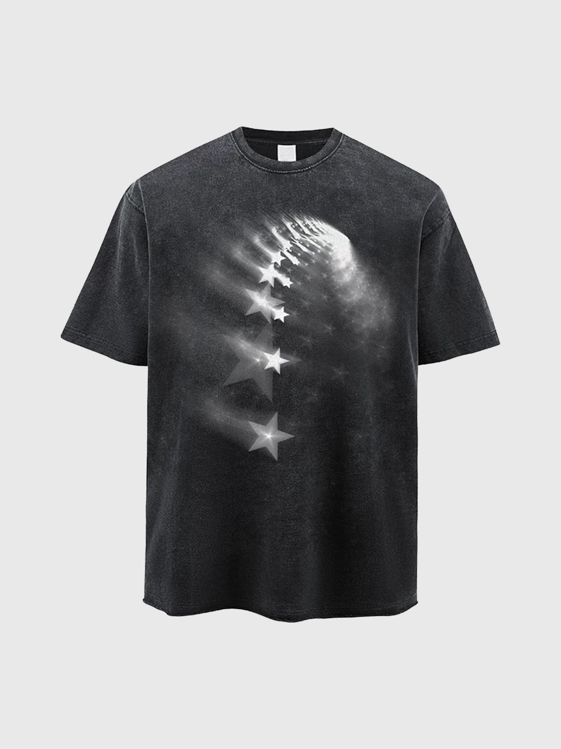 Co-ed Dorm Baggy Distressed Portrait Graphic Tee - Black