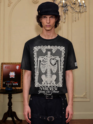 Co-ed Dorm Baggy Punk Angel Graphic Tee - Black