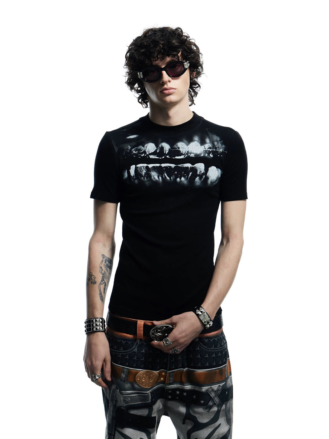 Co-ed Dorm Baggy Bleach Splatter Graphic Tee - Black