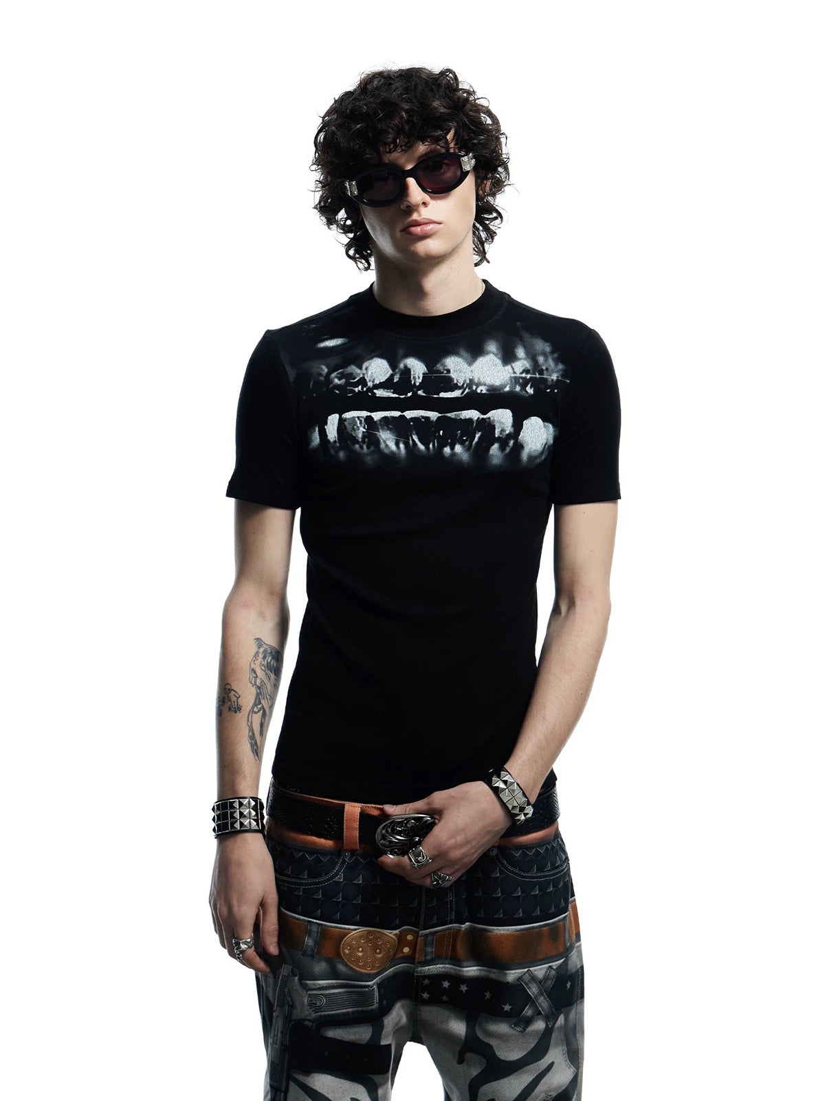 Co-ed Dorm Baggy Bleach Splatter Graphic Tee - Black