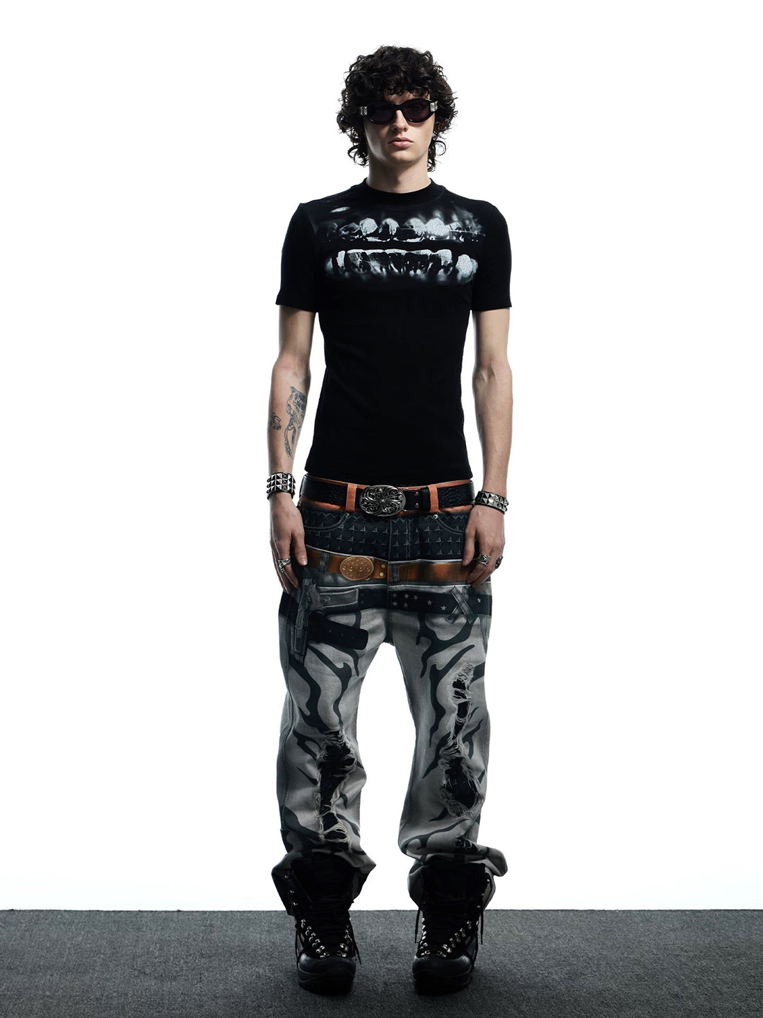 Co-ed Dorm Baggy Bleach Splatter Graphic Tee - Black