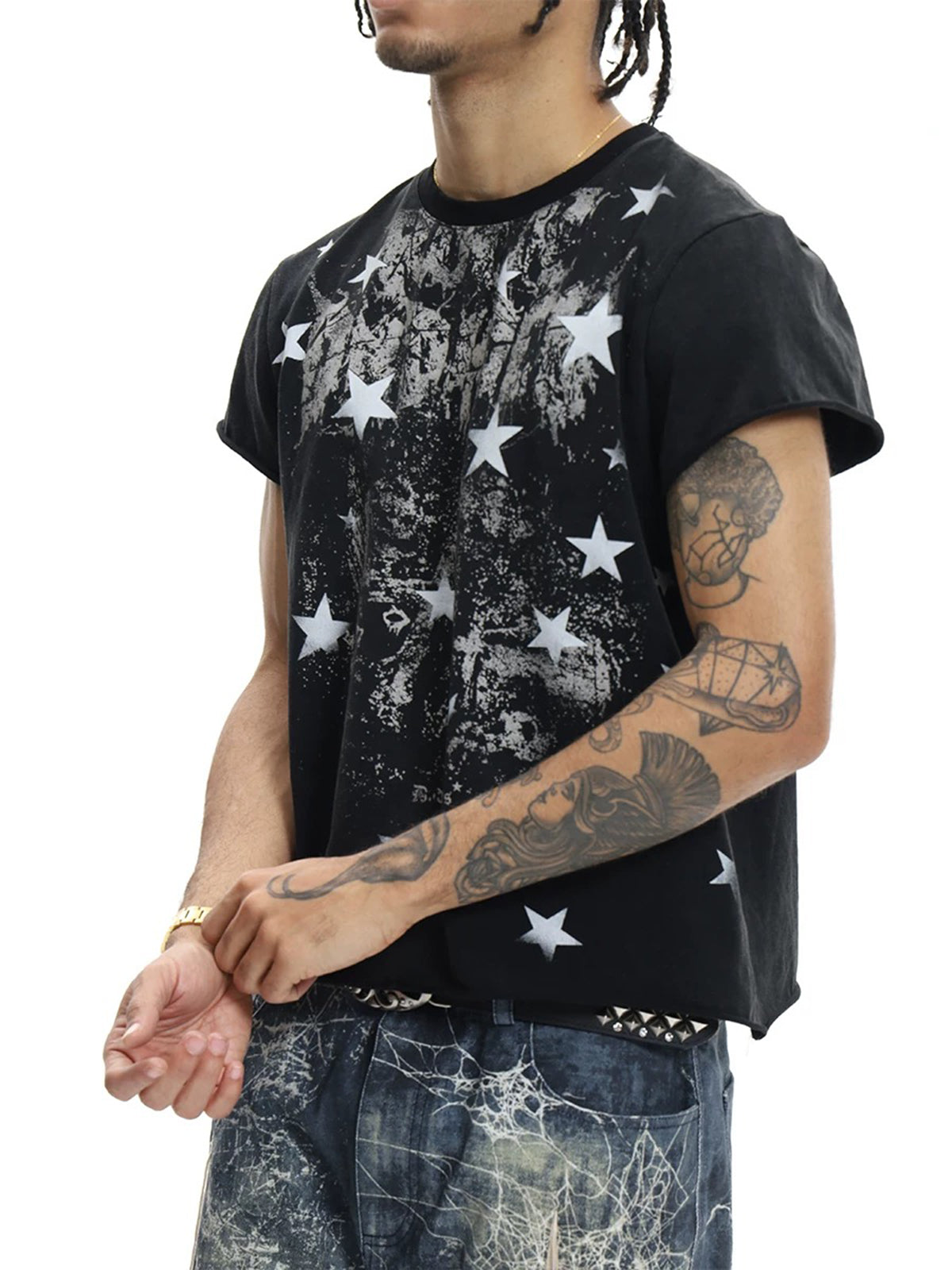 Co-ed Dorm Baggy Hand-Drawn Graffiti Printed Tee - Black