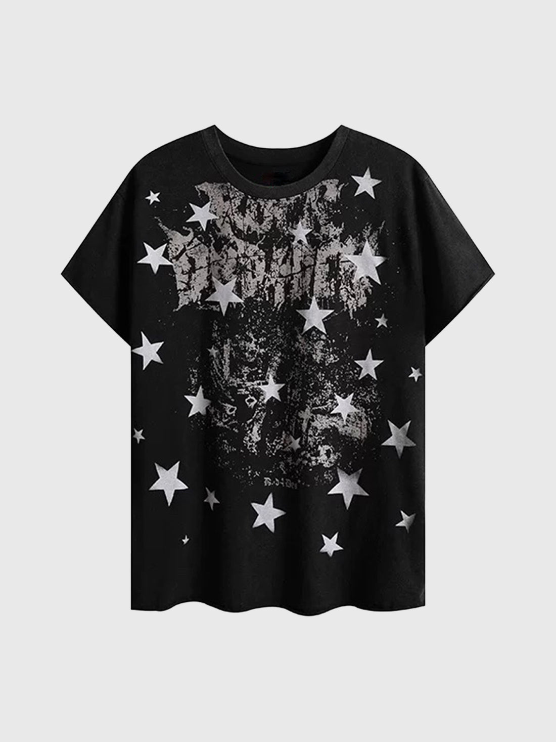 Co-ed Dorm Baggy Hand-Drawn Graffiti Printed Tee - Black