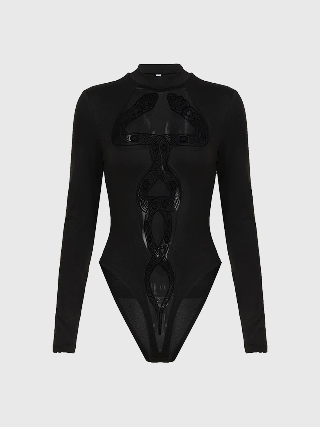 Brick Lane Skimming Lace Detailed Cut-Out Lace-Up Bodysuit - Black