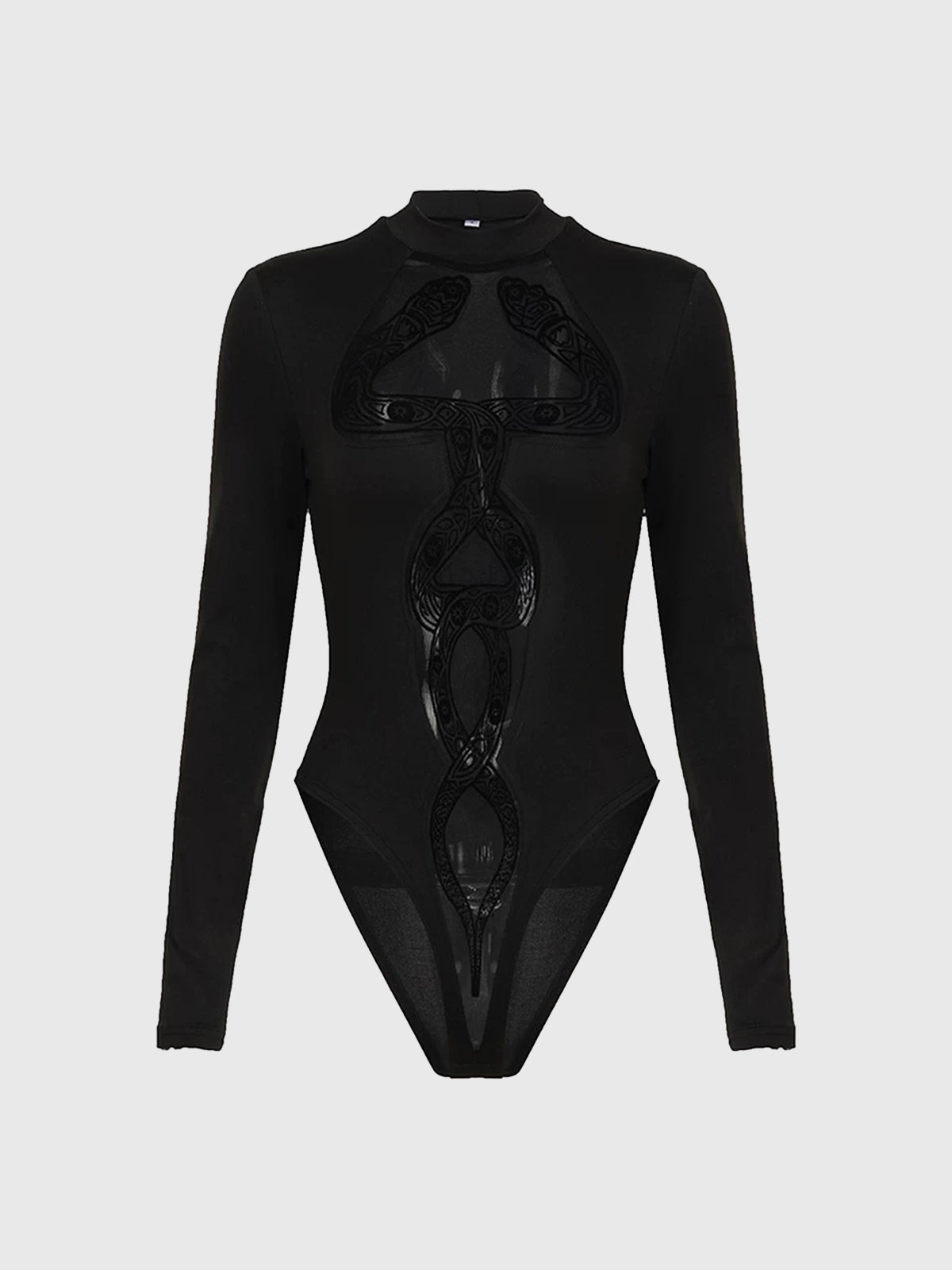 Brick Lane Skimming Lace Detailed Cut-Out Lace-Up Bodysuit - Black
