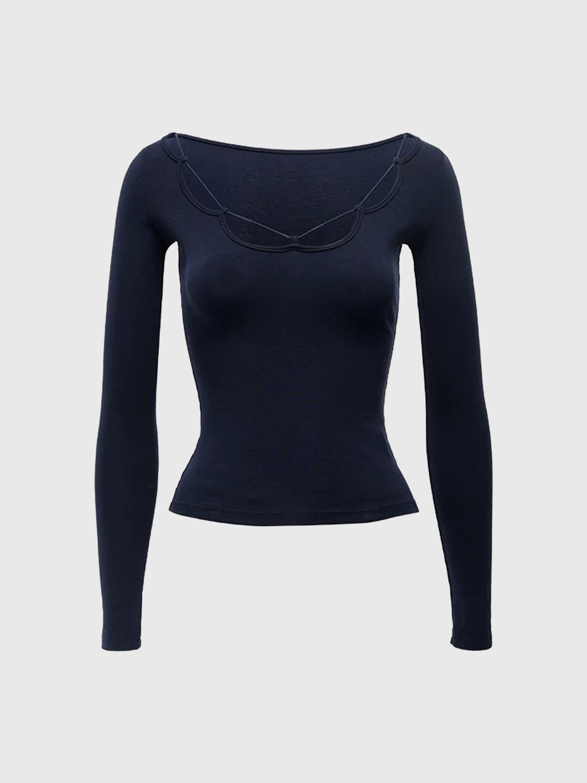 Brick Lane Skimming Lace Trim Scoop Neck Top - Blue