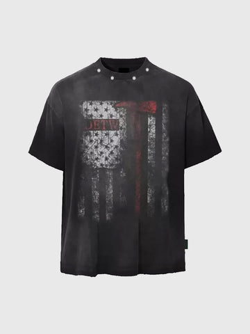 Co-ed Dorm Baggy Gothic Cross Graphic Tee - Black