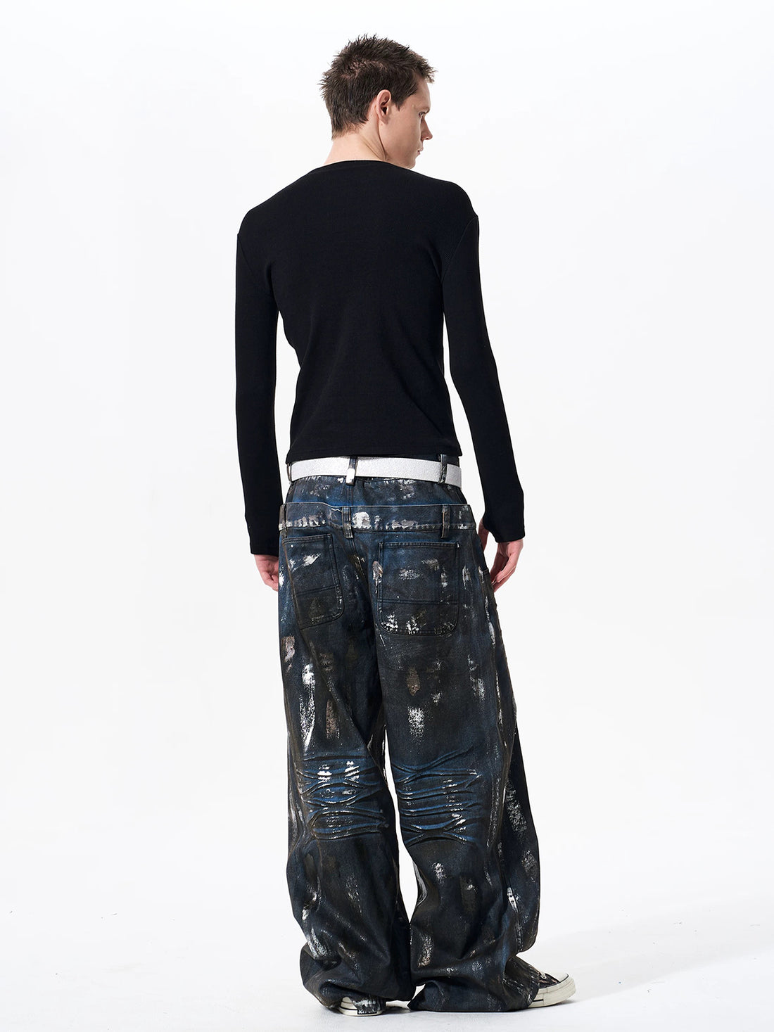 Co-ed Dorm Skimming Gothic Cross Printed Top - Black