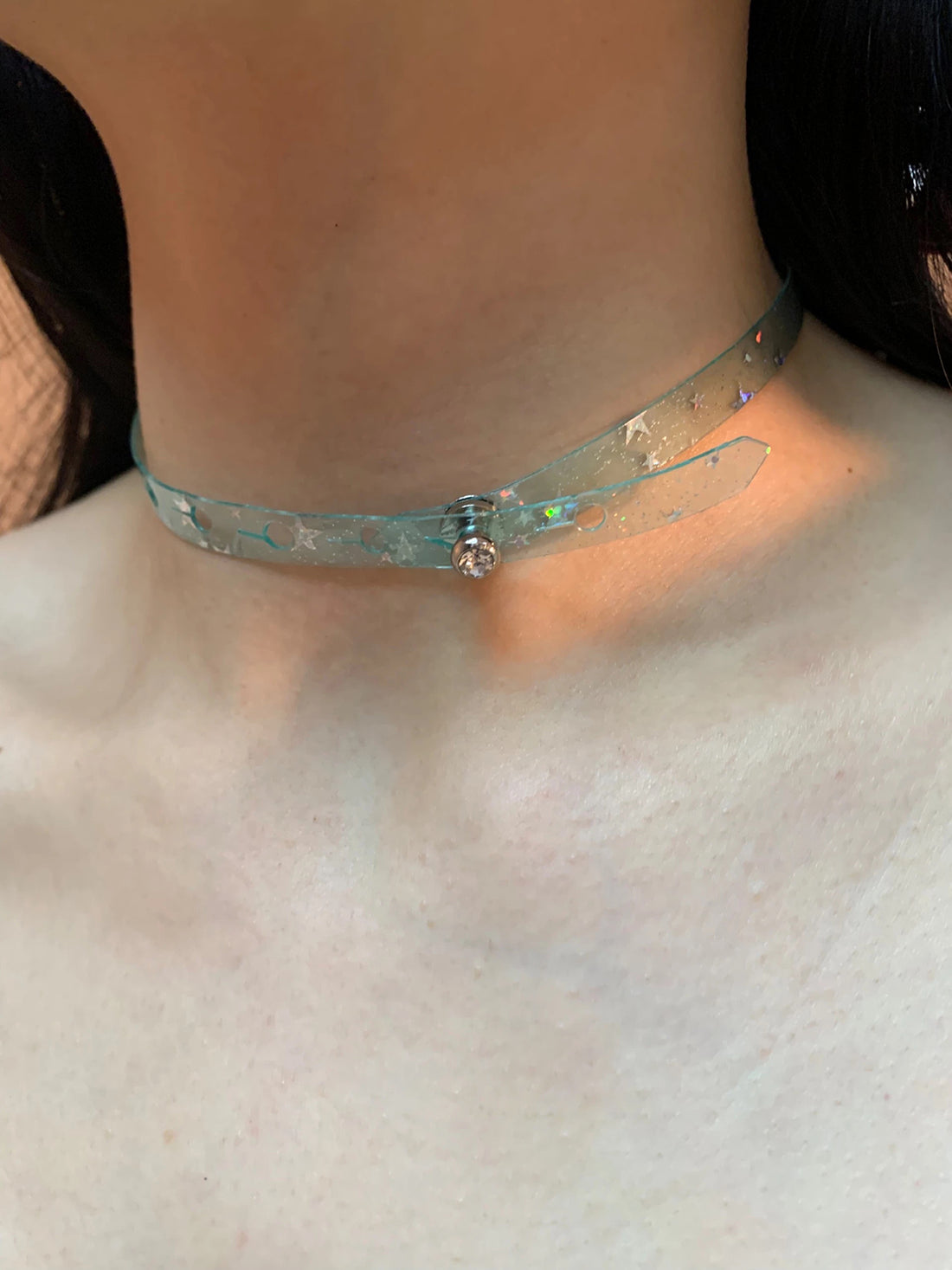 Brick Lane Rhinestone Detailed Chain Choker - Green