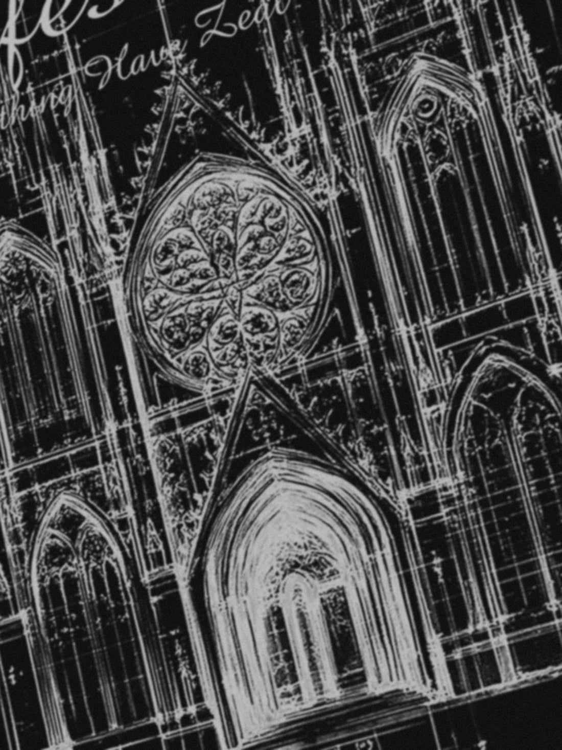 Co-ed Dorm Baggy Gothic Cathedral Sketch Tee - Black