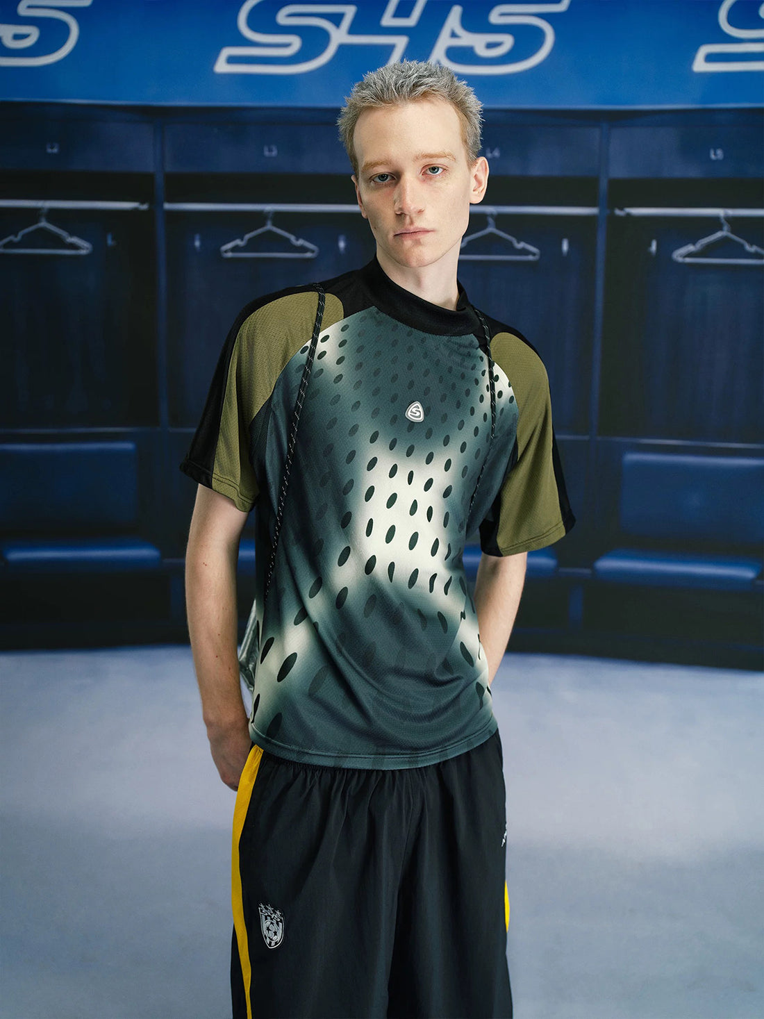 Co-ed Dorm Baggy Contrast Color Jersey Tee - Green