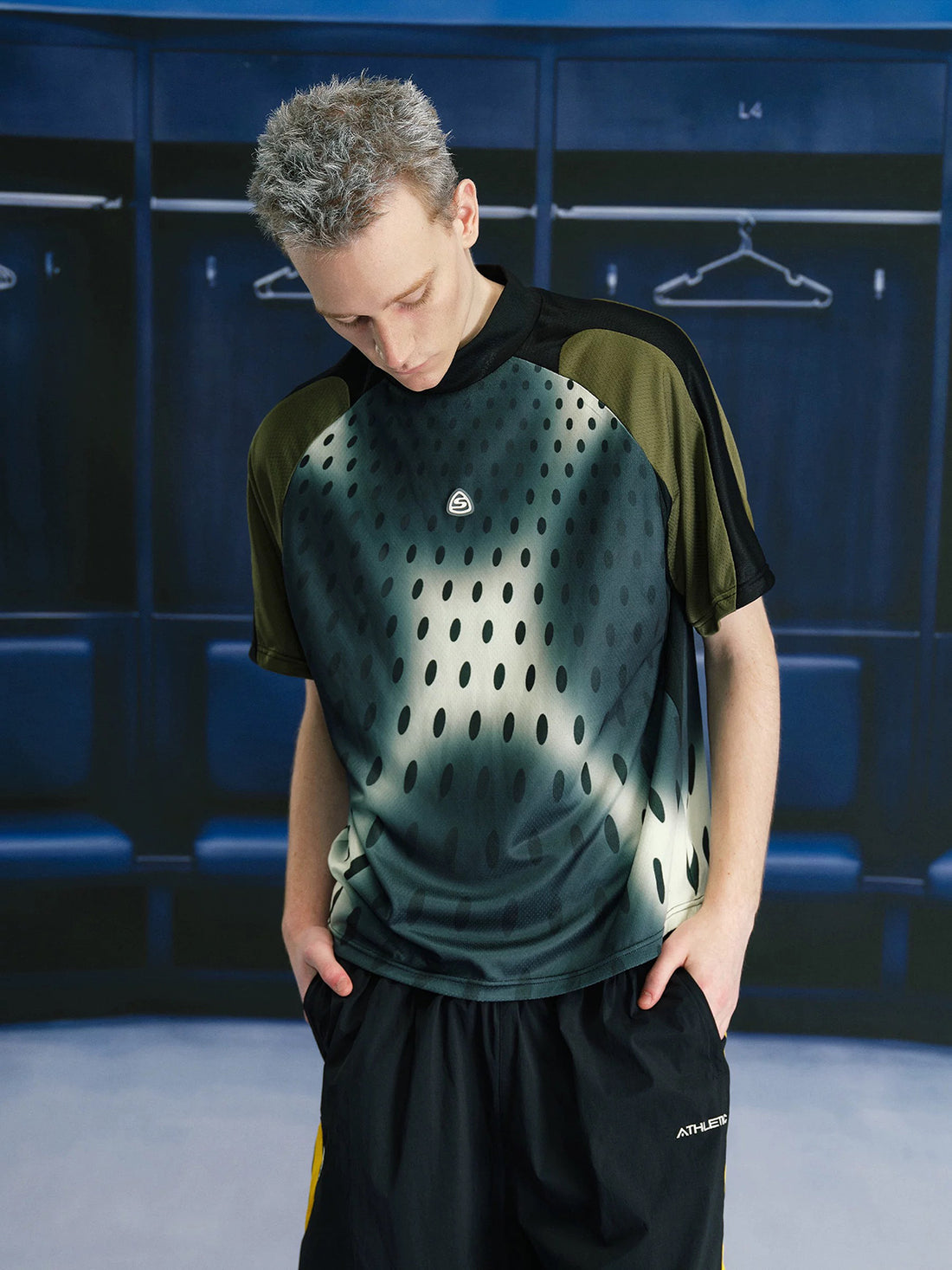 Co-ed Dorm Baggy Contrast Color Jersey Tee - Green