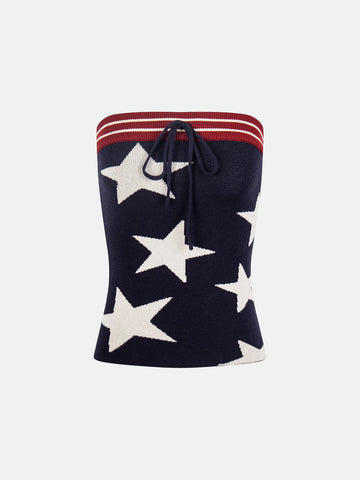 Miss Liberty Lost Her Patience Top - Navy Star