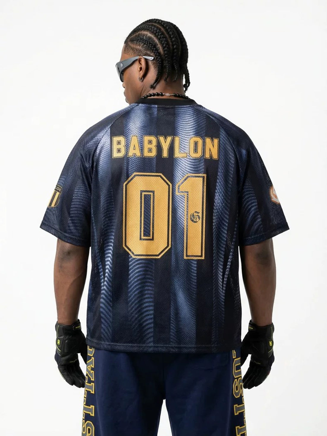 Co-ed Dorm Baggy Graphic Letter Printed Jersey Tee - Black