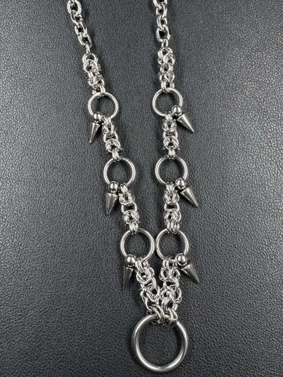 Brick Lane Punk Thorn Ring Heavy Chain Choker - Silver