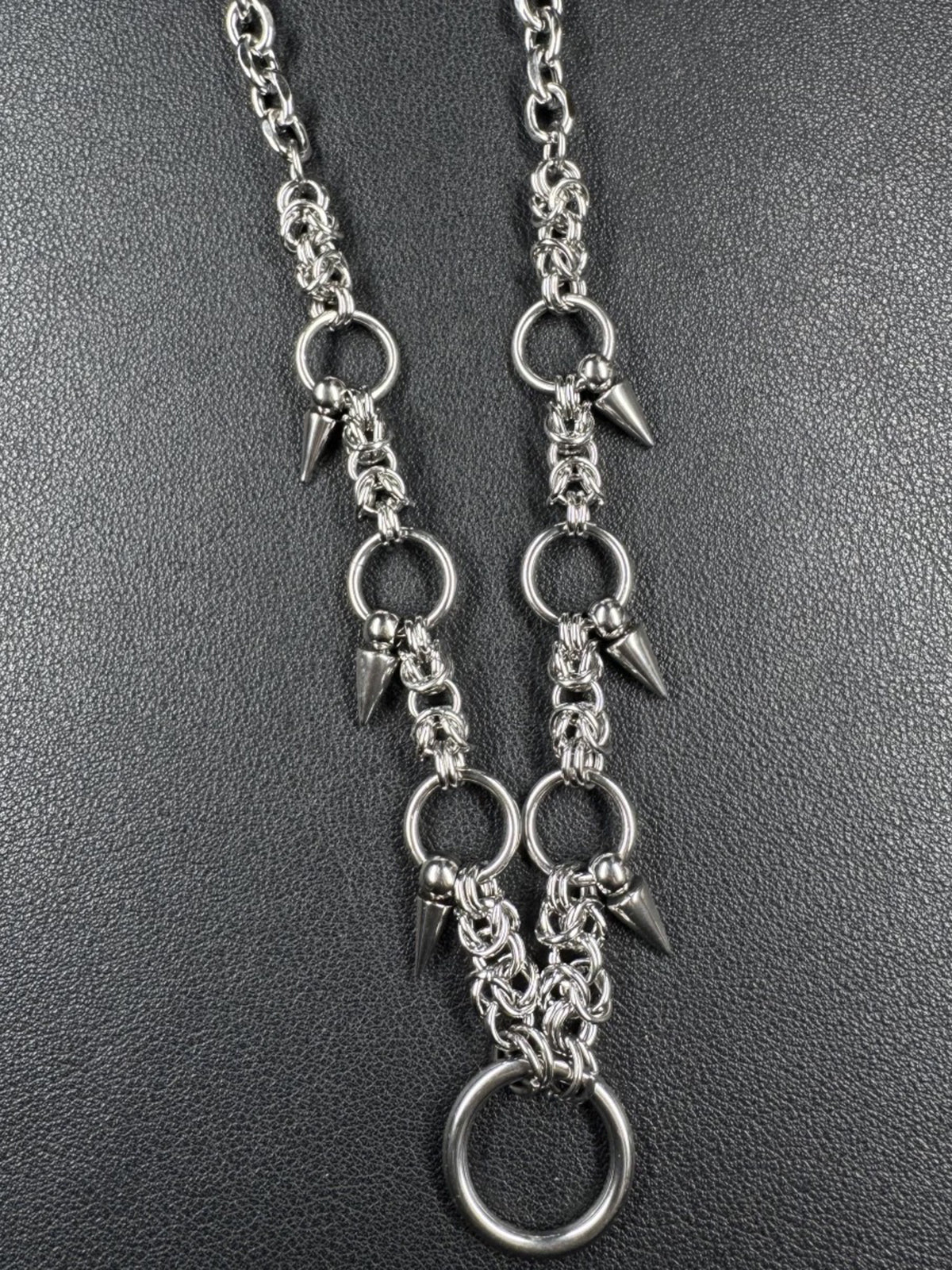 Brick Lane Punk Thorn Ring Heavy Chain Choker - Silver