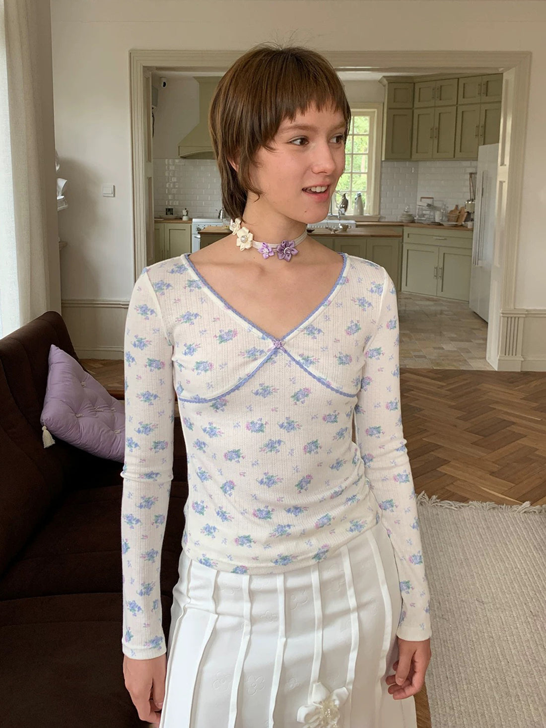Love Me Carefully Sleeve Top - Sky White