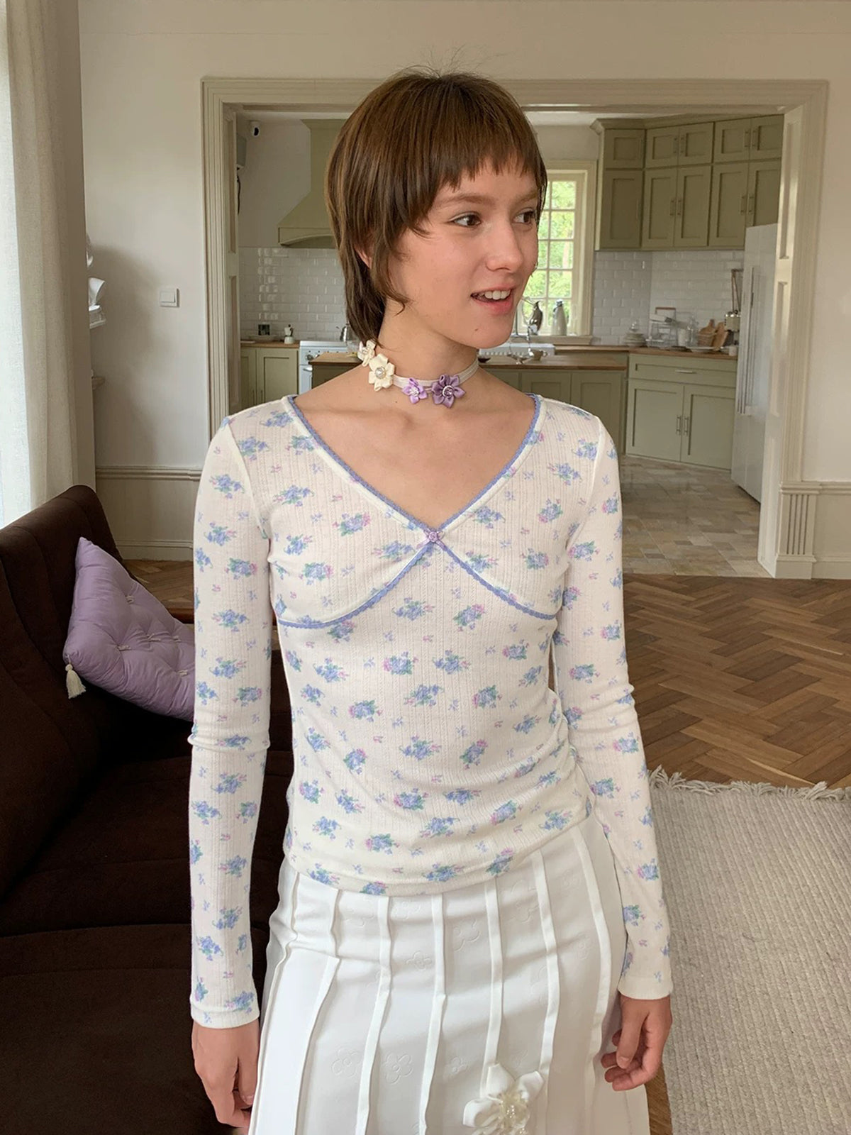 Love Me Carefully Sleeve Top - Sky White