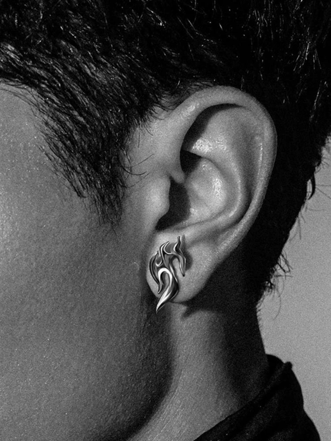 Brick Lane Punk Liquid Flame Shaped Earrings - Silver