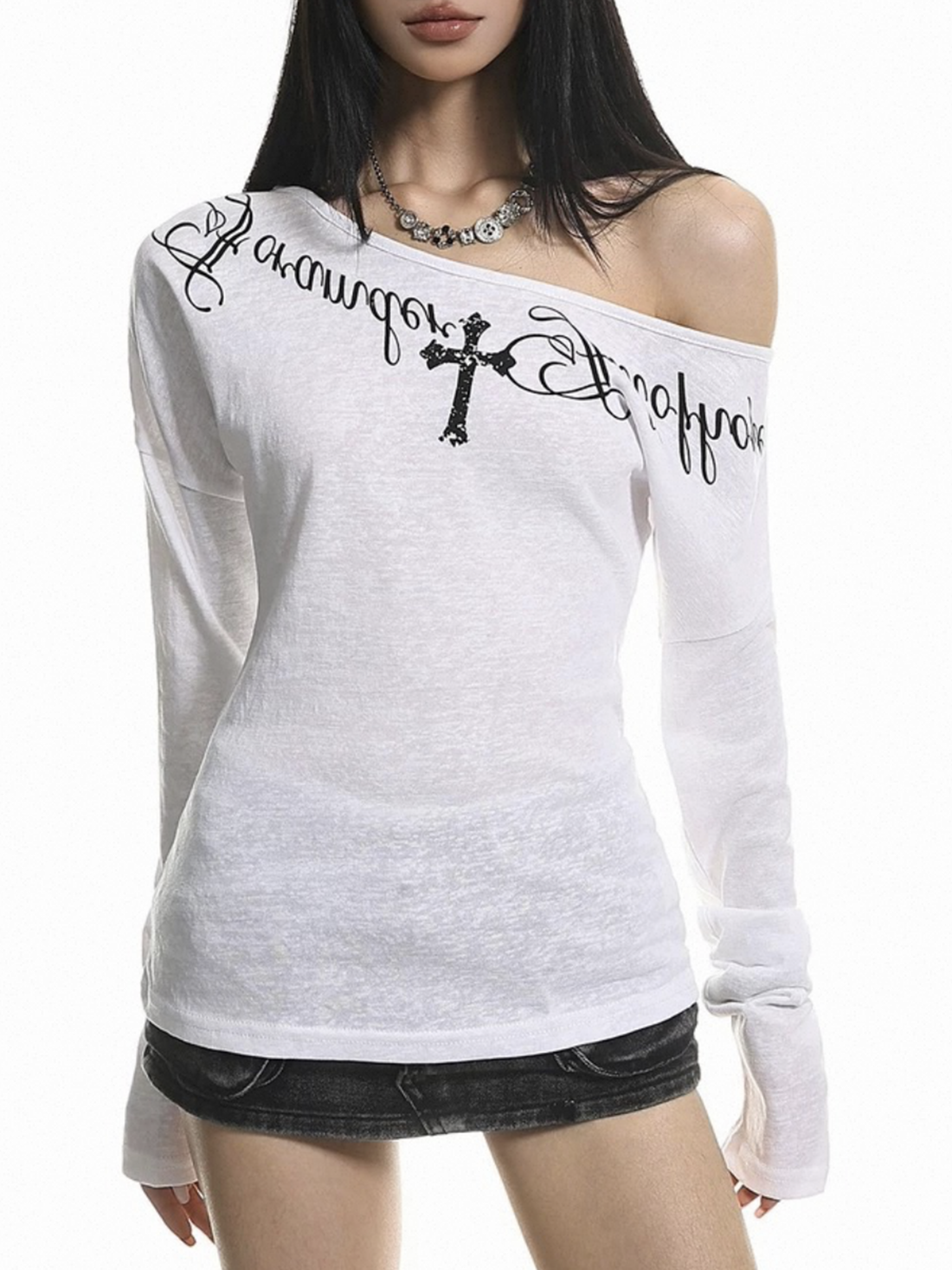 Brick Lane Off-the-Shoulder Lace Trim Top - White