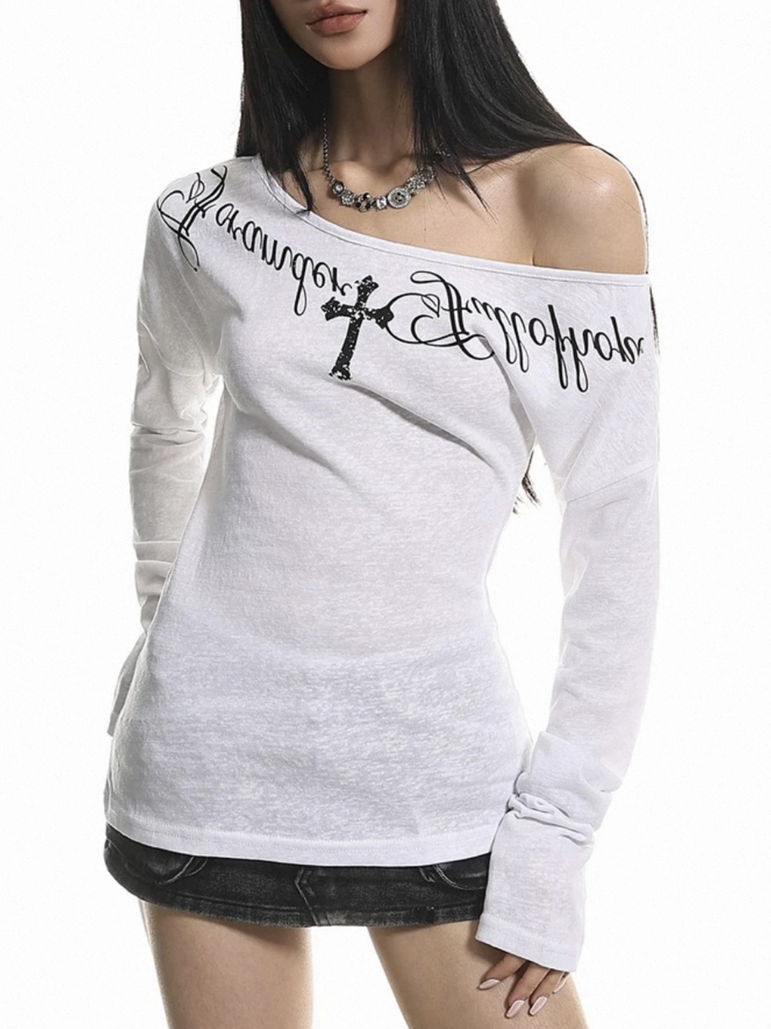 Brick Lane Off-the-Shoulder Lace Trim Top - White